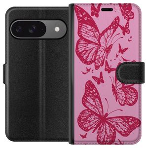 Google Pixel 9 Pro Musta Lompakkokotelo Fjärilar