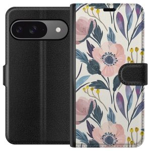 Google Pixel 9 Pro Svart Plånboksfodral Blomsterglädje