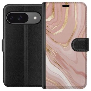 Google Pixel 9 Pro Sort Tegnebogsetui Ljusrosa marmor