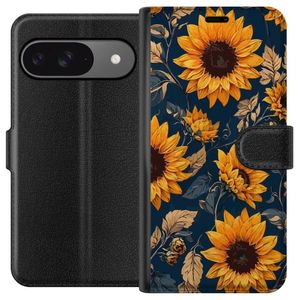 Google Pixel 9 Pro Sort Lommebokdeksel Solrosor