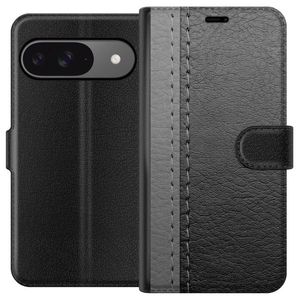 Google Pixel 9 Pro Sort Tegnebogsetui Grått Fake Läder
