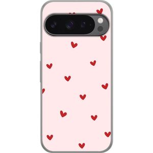 Google Pixel 9 Pro XL Transparent Mobilskal Små Hjärtan