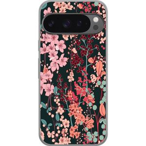 Google Pixel 9 Pro XL Transparent Mobilskal Blommor