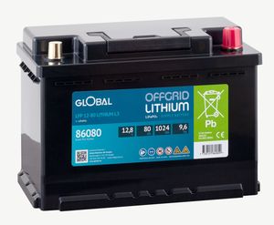 Global LiFePO4 Batteri 12,8V 80Ah 279x175x189mm