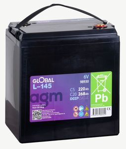 Global 6V 268Ah L-145 DC AGM Traktionsbatteri 260x180x268mm