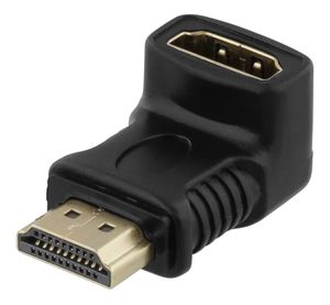 HDMI adapteri, 19-pinninen, kulmaliitin – musta