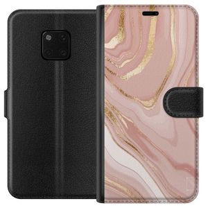Huawei Mate 20 Pro Svart Plånboksfodral Ljusrosa marmor