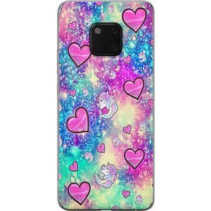 Huawei Mate 20 Pro Gjennomsiktig Telefondeksel Enhörning och hjärtan
