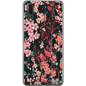 Huawei P20 Läpinäkyvä Puhelinkotelo Blommor