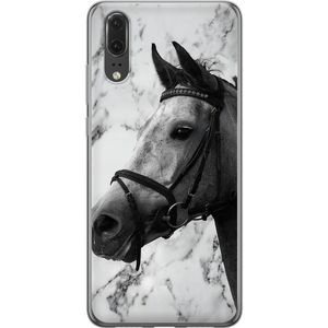 Huawei P20 Läpinäkyvä Puhelinkotelo Marmor med häst