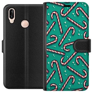 Huawei P20 lite Svart Plånboksfodral Polkagris Mönster