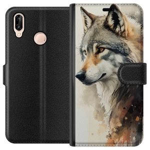 Huawei P20 lite Svart Plånboksfodral Varg