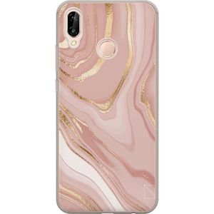 Huawei P20 lite Transparent Mobilskal Ljusrosa marmor