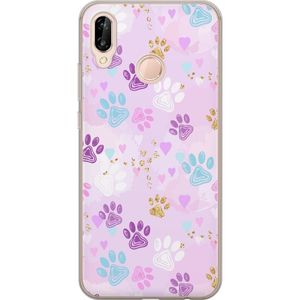 Huawei P20 lite Transparent Mobilskal Kattavtryck