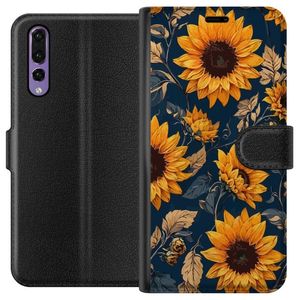 Huawei P20 Pro Svart Plånboksfodral Solrosor
