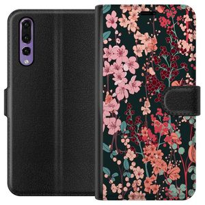 Huawei P20 Pro Svart Plånboksfodral Blommor
