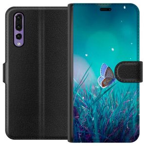 Huawei P20 Pro Svart Plånboksfodral Blå fjäril