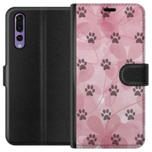 Huawei P20 Pro Svart Plånboksfodral Rosa Tassar