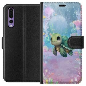 Huawei P20 Pro Svart Plånboksfodral Simmande Sköldpadda
