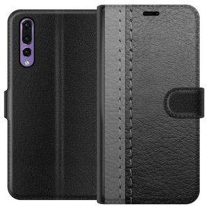 Huawei P20 Pro Svart Plånboksfodral Grått Fake Läder