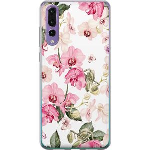 Huawei P20 Pro Transparent Mobilskal Rosa blommor