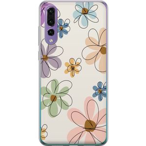 Huawei P20 Pro Transparent Mobilskal Tecknade Blommor