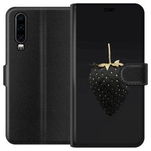 Huawei P30 Sort Lommebokdeksel Exklusiv Jordgubbe