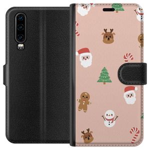 Huawei P30 Svart Plånboksfodral Klassisk Julfest