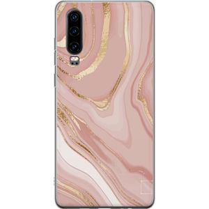 Huawei P30 Gjennomsiktig Telefondeksel Ljusrosa marmor