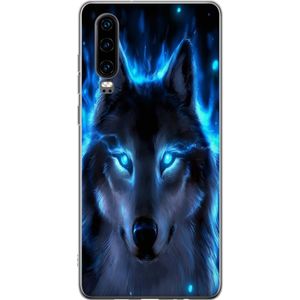 Huawei P30 Läpinäkyvä Puhelinkotelo Blå Varg