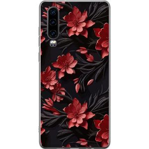 Huawei P30 Transparent Mobilskal Intensiva blommor