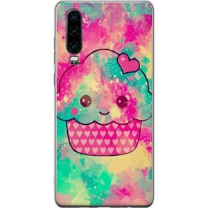Huawei P30 Transparent Mobilskal Cupcake