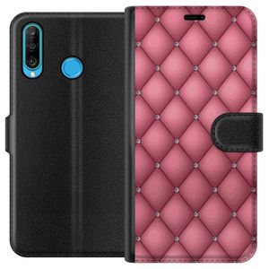 Huawei P30 lite Musta Lompakkokotelo Exklusivt Rosa Mönster