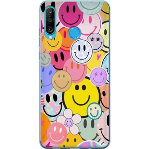 Huawei P30 lite Läpinäkyvä Puhelinkotelo Leende Ansikten