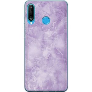 Huawei P30 lite Transparent Mobilskal Lila marmor
