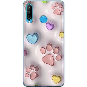 Huawei P30 lite Transparent Mobilskal Fluffiga Tassar