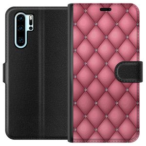 Huawei P30 Pro Svart Plånboksfodral Exklusivt Rosa Mönster