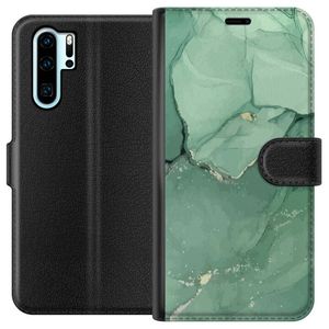 Huawei P30 Pro Svart Plånboksfodral Grön Marmor