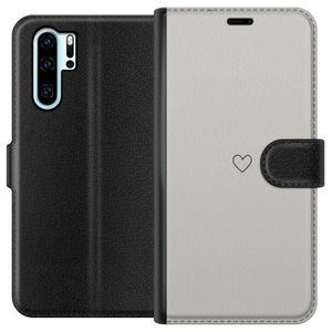 Huawei P30 Pro Svart Plånboksfodral Grått hjärta
