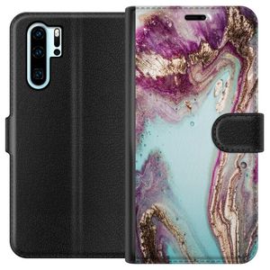 Huawei P30 Pro Svart Plånboksfodral Lila marmor
