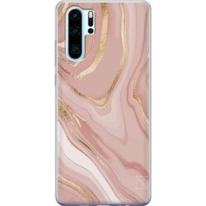 Huawei P30 Pro Läpinäkyvä Puhelinkotelo Ljusrosa marmor