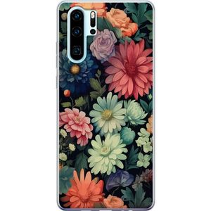 Huawei P30 Pro Transparent Mobilskal Färglada blommor