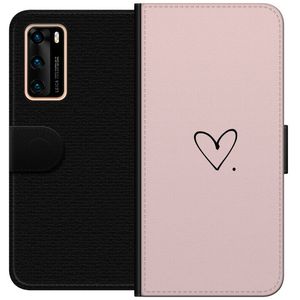 Huawei P40 Svart Plånboksfodral Hjärta.