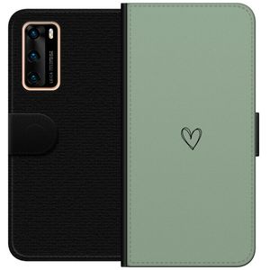 Huawei P40 Svart Plånboksfodral Hjärta