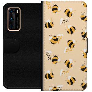 Huawei P40 Svart Plånboksfodral Humlor