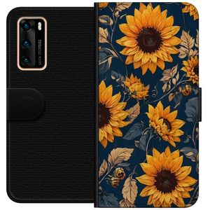 Huawei P40 Musta Lompakkokotelo Solrosor