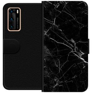 Huawei P40 Svart Plånboksfodral Svart marmor