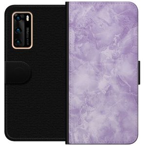 Huawei P40 Svart Plånboksfodral Lila marmor