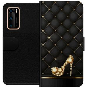Huawei P40 Svart Plånboksfodral Lyxig Sko