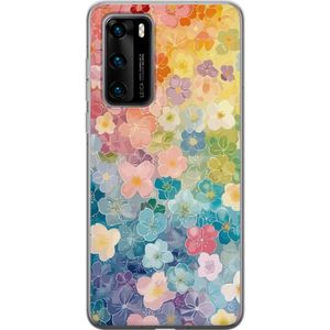 Huawei P40 Läpinäkyvä Puhelinkotelo Miniatyrblommor